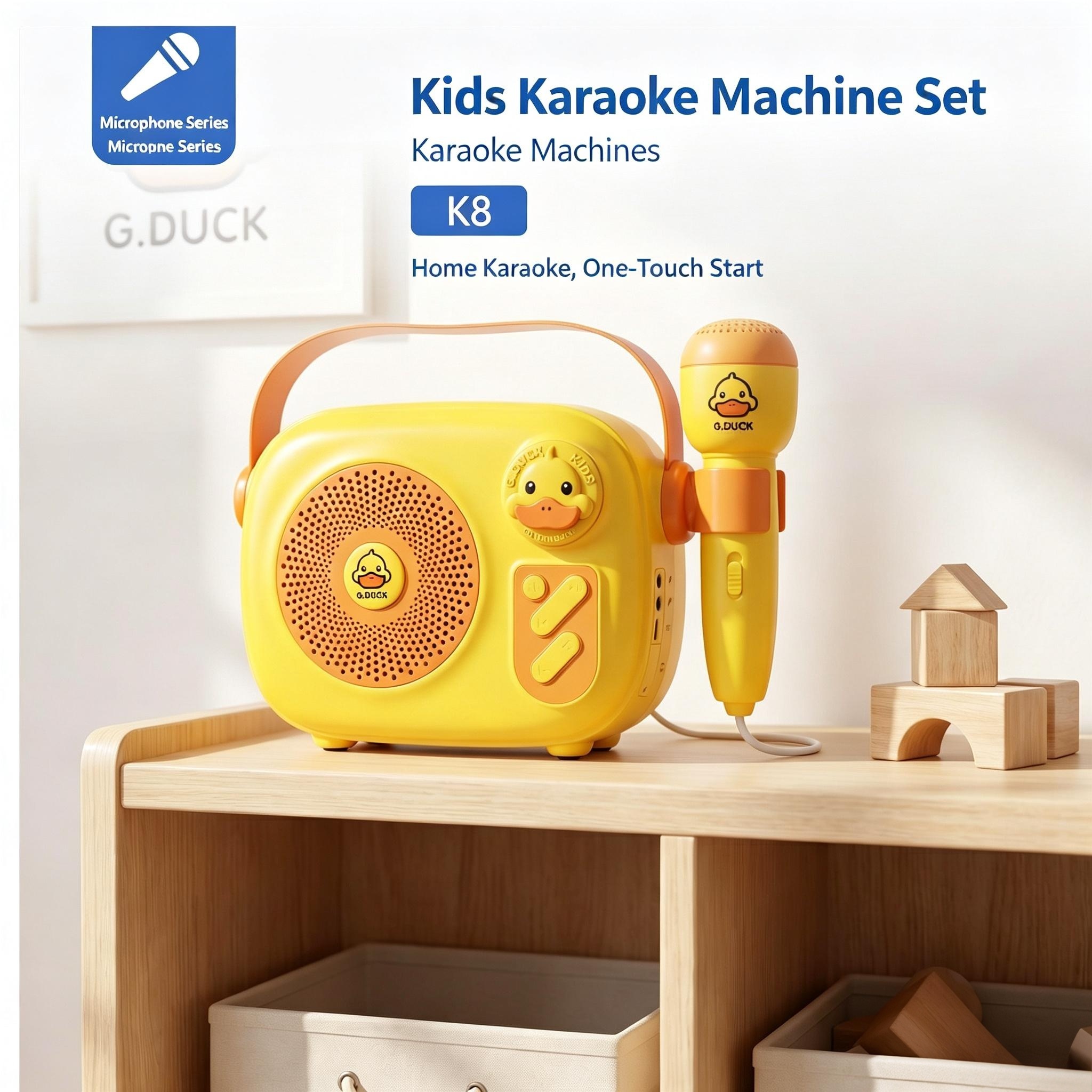 G.DUCK K8 Kids Karaoke Machine Set Bluet