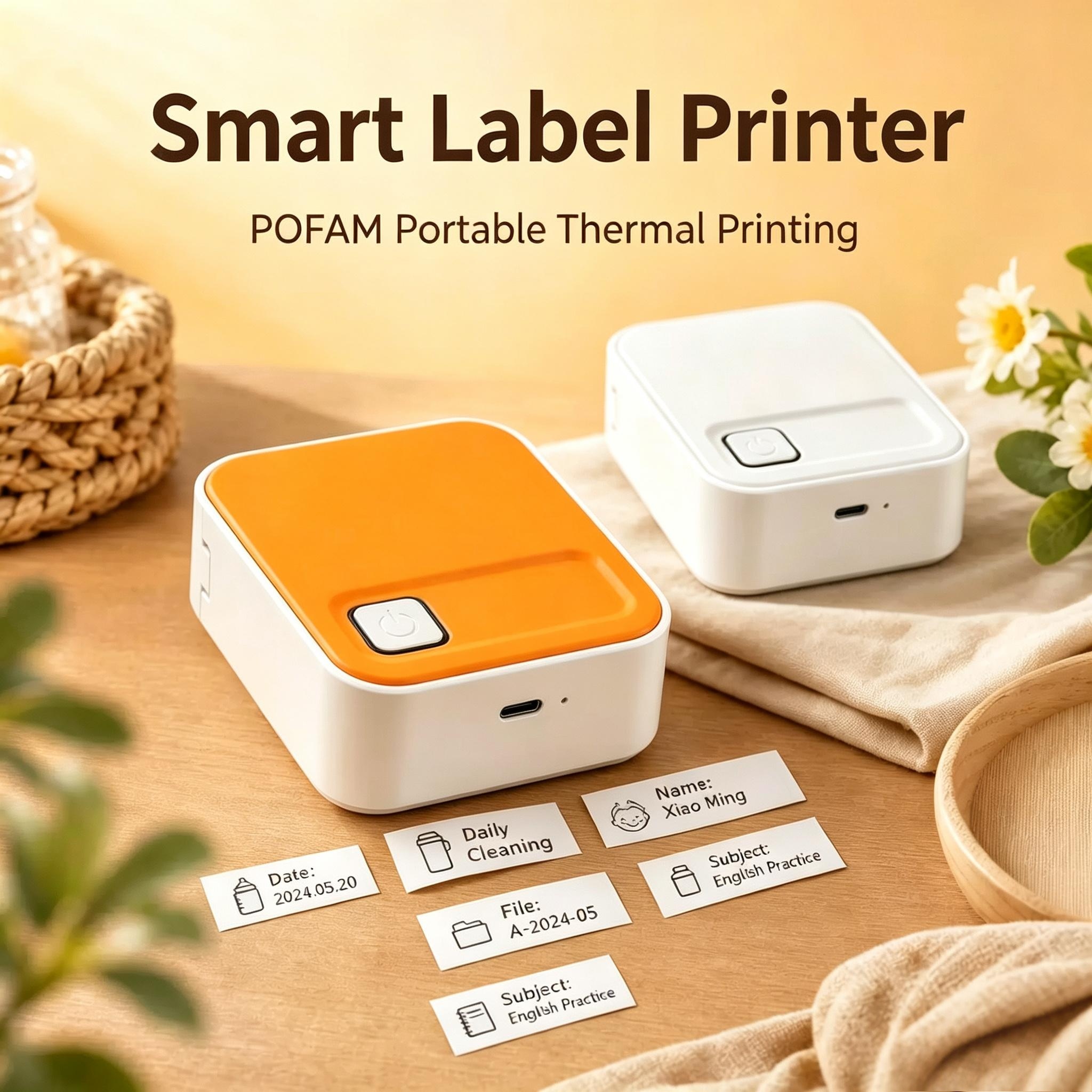 POFAM Smart Label Printer, Portable Blue