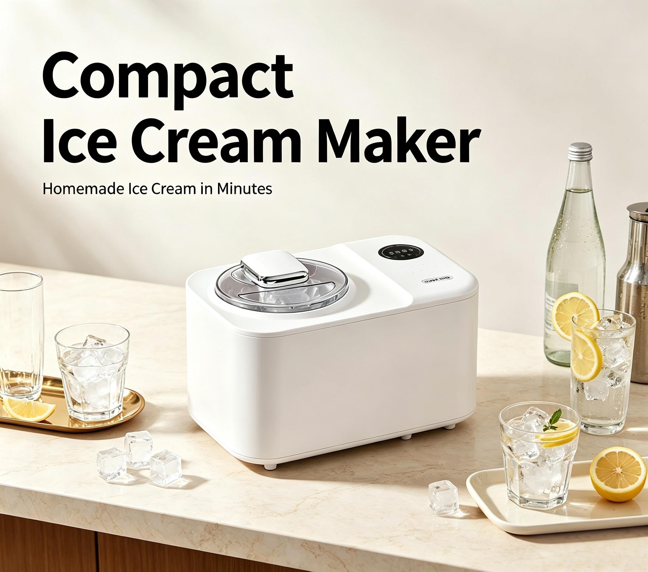 Compact Automatic Ice Cream Maker, Mini 