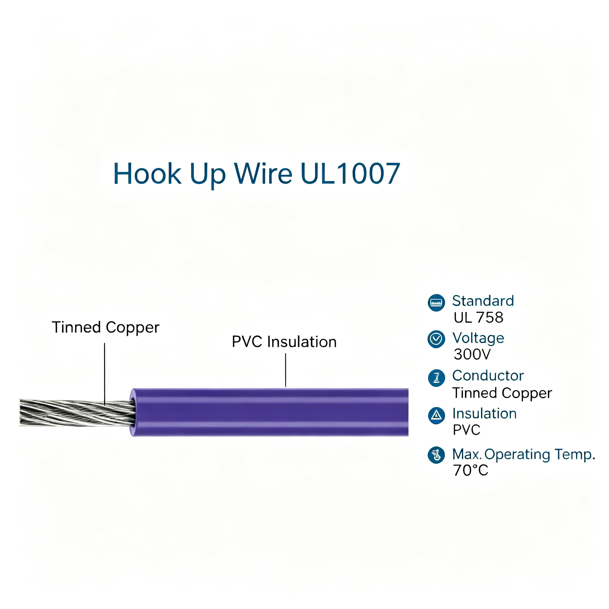 UL1007 Hook Up Wire UL758 Tinned Copper 