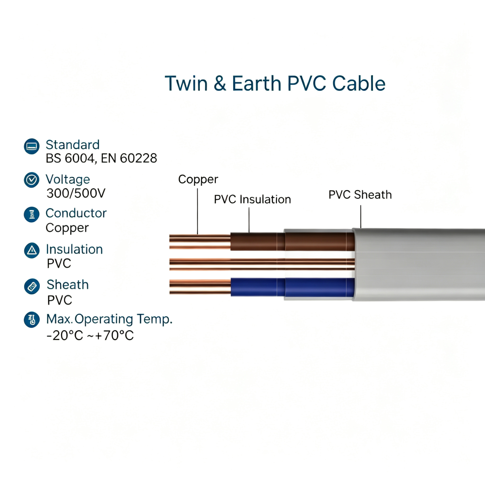 Twin & Earth PVC Cable BS6